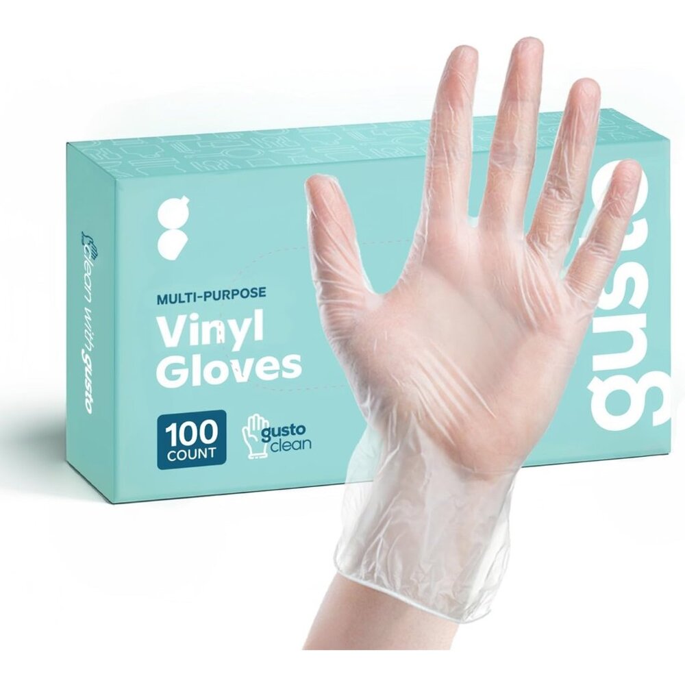 Disposable Vinyl Gloves – Clear, Latex-Free, Powder-Free, BPA-Free – Safe for Fo